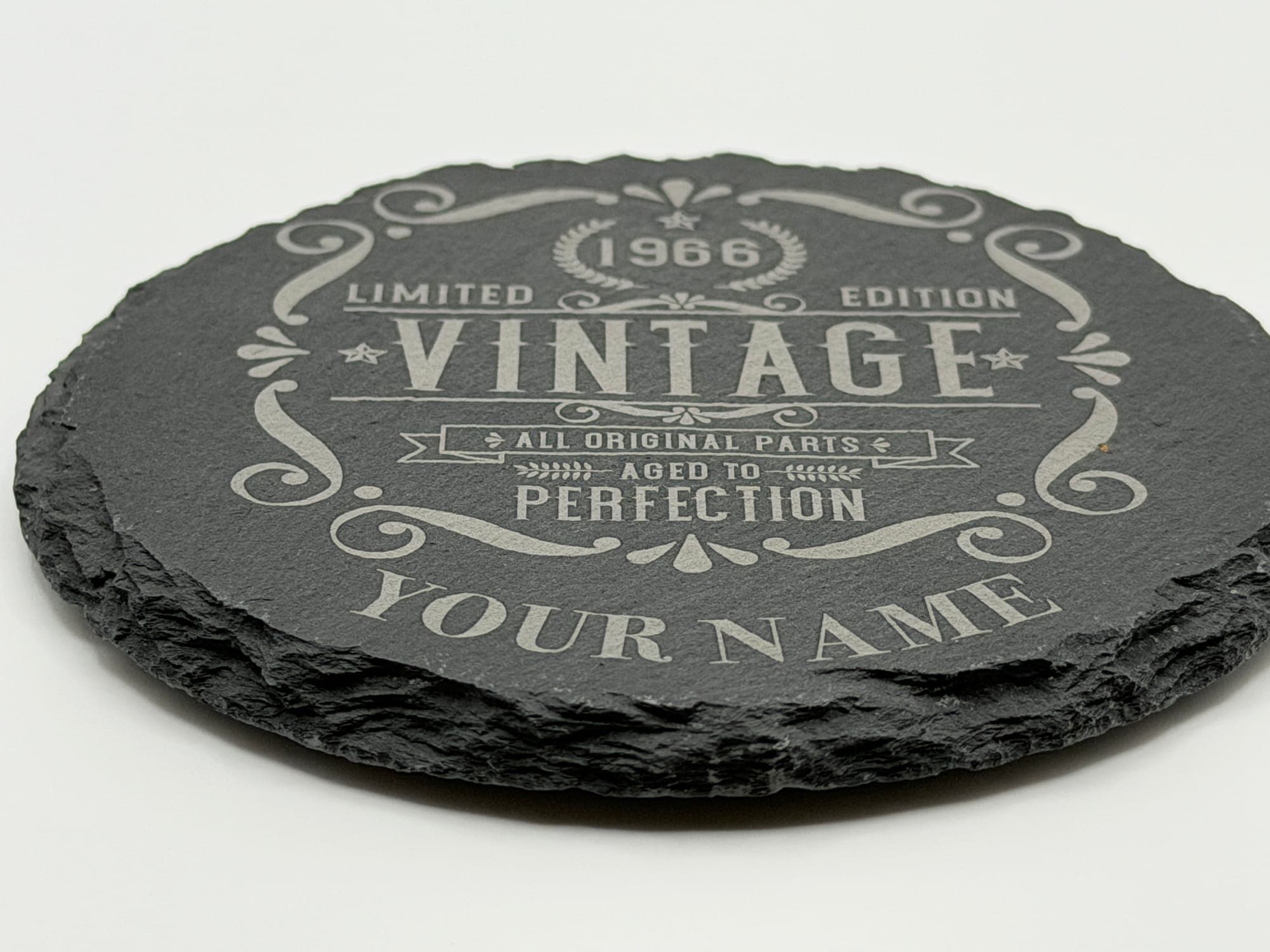 Personalised 60th Birthday Slate Coaster – Vintage 1966 — view 3