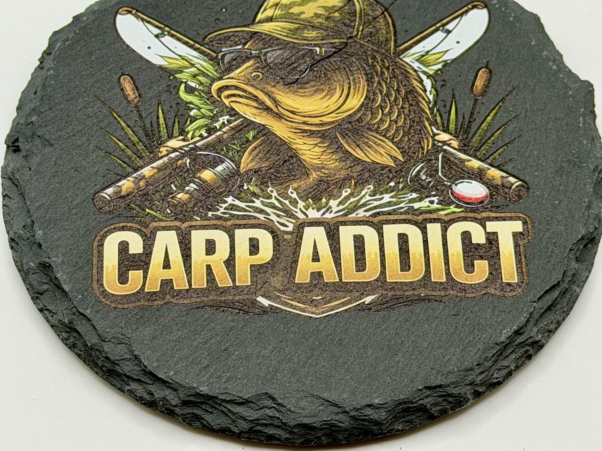 Personalised Carp Addict Slate Coaster